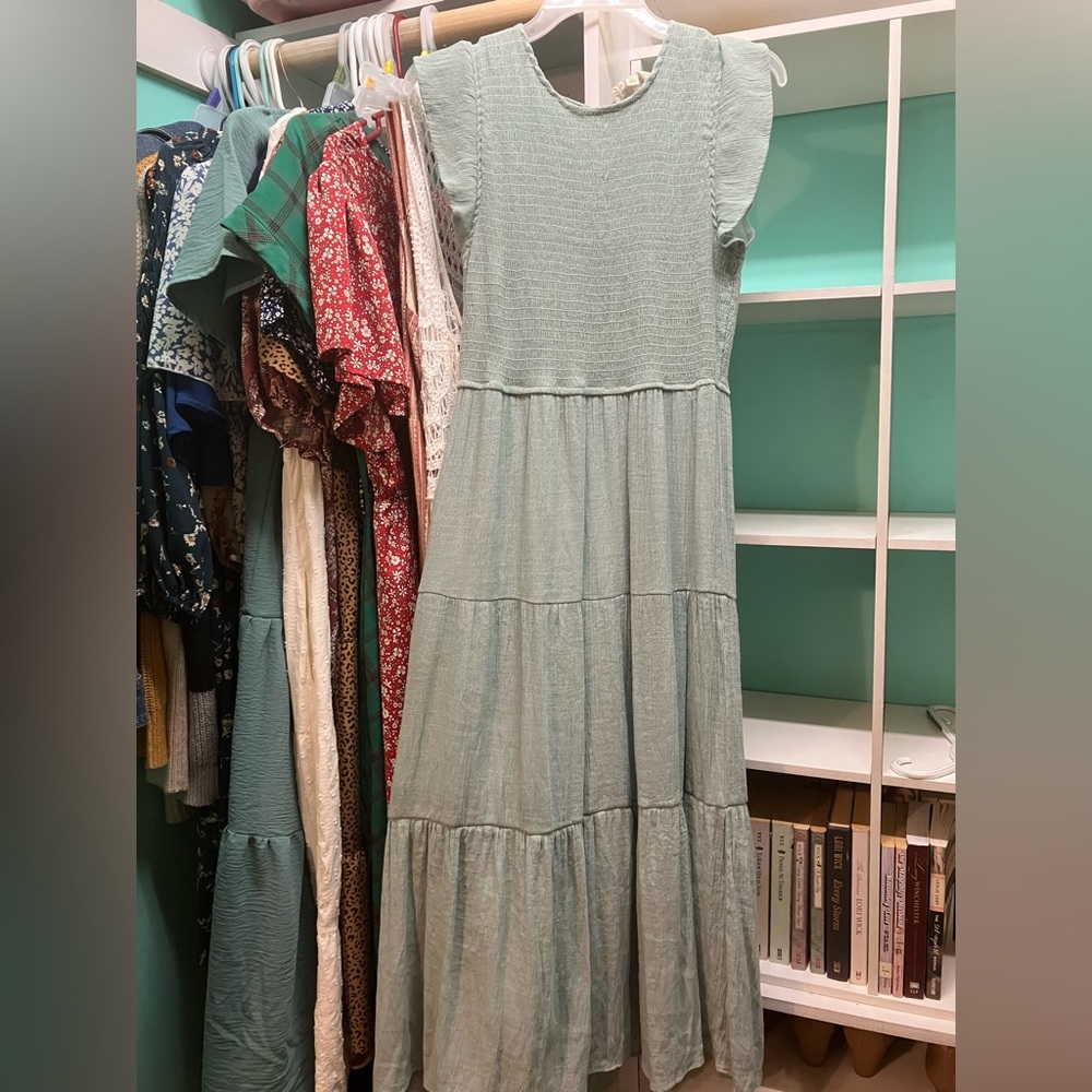Sage Green Smocked Dress